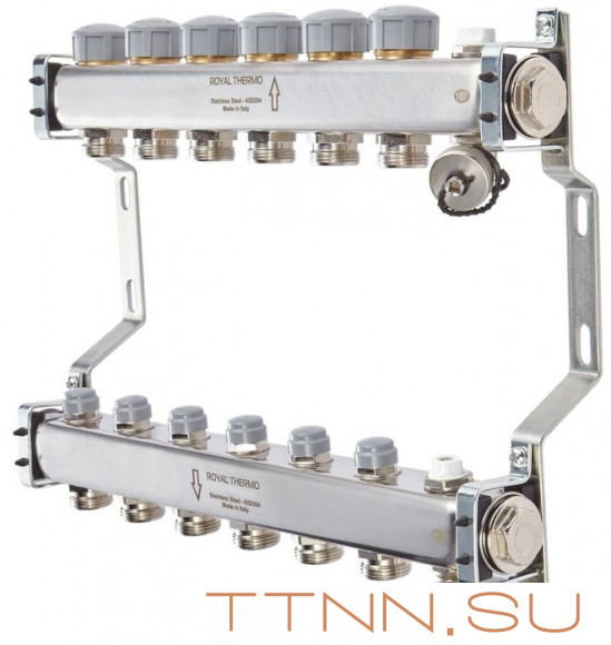 Для отопления Royal Thermo 1" ВР-3/4" НР, 11 выходов, нерж. (RTE 51.111) Для отопления Royal Thermo 1" ВР-3/4" НР, 11 выходов, нерж. (RTE 51.111)