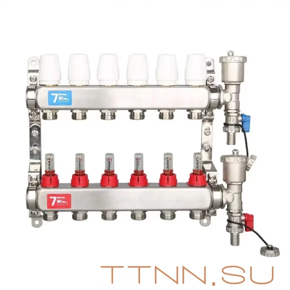 Коллекторная группа с расходомерами Vieir 7 выходов (НЕРЖ) VR113-07A Коллекторная группа с расходомерами Vieir 7 выходов (НЕРЖ) VR113-07A