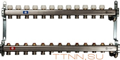 Коллектор с запорными клапанами STOUT SMS-0932-000012 Коллектор с запорными клапанами STOUT SMS-0932-000012