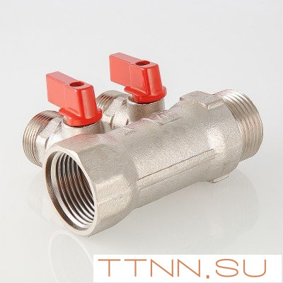 Коллектор с отсекающими кранами Valtec 1"х2 выхода Евроконус 3/4 VTc.580.NE.0602 Коллектор с отсекающими кранами Valtec 1"х2 выхода Евроконус 3/4 VTc.580.NE.0602