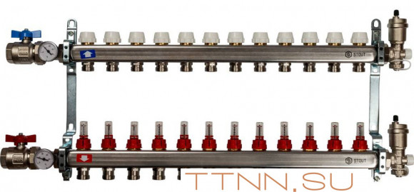 Коллектор с расходомерами STOUT SMS 0907 000012 Коллектор с расходомерами STOUT SMS 0907 000012