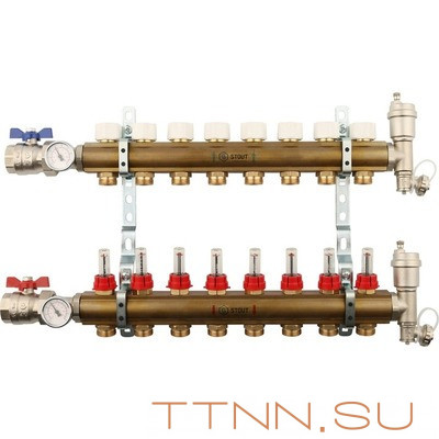 Для отопления STOUT Коллектор регулируемый с расходомерами 1/3/4x8 Для отопления STOUT Коллектор регулируемый с расходомерами 1/3/4x8
