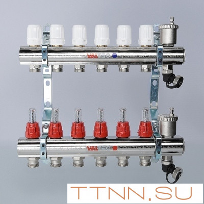 Для отопления VALTEC 1"х7 вых. Евроконус 3/4" с расходомерами в сборе Для отопления VALTEC 1"х7 вых. Евроконус 3/4" с расходомерами в сборе