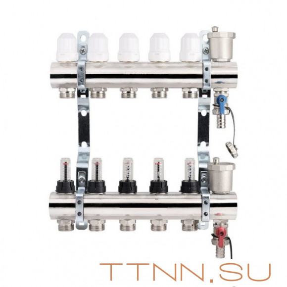 Коллекторная группа TIM 8 выходов KC008 без кранов латунь Коллекторная группа TIM 8 выходов KC008 без кранов латунь