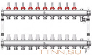 Коллектор для теплого пола Wester 1"-3/4 в сборе с расходомерами на 10 выходов Коллектор для теплого пола Wester 1"-3/4 в сборе с расходомерами на 10 выходов