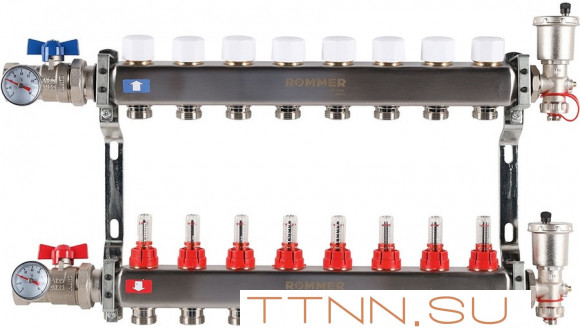 Для отопления Rommer 1"/3/4"x8 с расходомерами (RMS-1210-000008) Для отопления Rommer 1"/3/4"x8 с расходомерами (RMS-1210-000008)